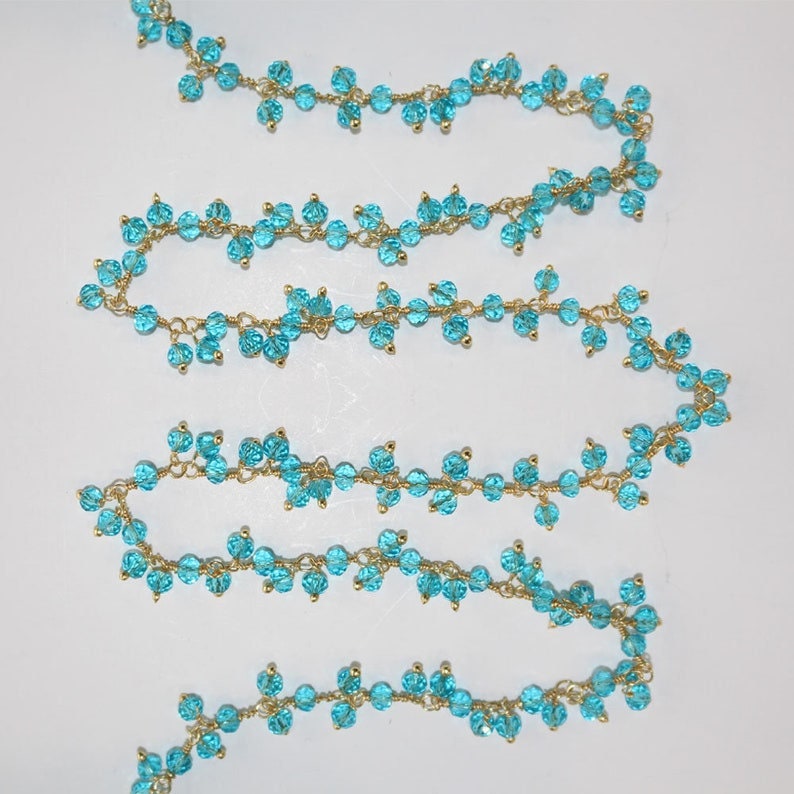 blue topaz quartz gemstone bead chain silver, women jewelry making necklaces, earrings, and bracelets bead chain.