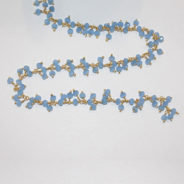blue chalcedony quartz gemstone bead chain silver, women jewelry making necklaces, earrings, and bracelets bead chain.