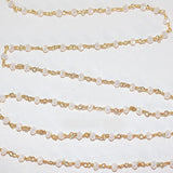 white chalcedony quartz gemstone bead chain 24k gold plated over silver, women jewelry making necklaces, earrings, and bracelets bead chain.