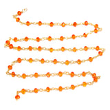 Carnelian quartz gemstone bead chain 24k gold plated over silver, women jewelry making necklaces, earrings, and bracelets bead chain.