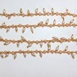 Pink opal quartz gemstone bead chain 24k gold plated over silver, women jewelry making necklaces, earrings, and bracelets bead chain.