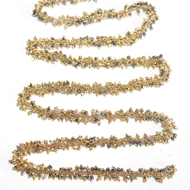 pyrite semi-precious gemstone beads 24k gold plated over silver rosary chain for a necklace, earrings, anklet, and bracelet making.