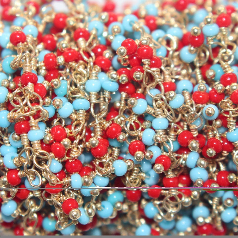Turquoise Coral quartz gemstone bead chain silver, women jewelry making necklaces, earrings, and bracelets bead chain.