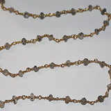 black rutile natural semi-precious gemstone beads 24k gold plated over silver rosary chain for a necklace, earrings, anklet, and bracelet making.