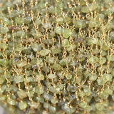 peridot chips semi-precious gemstone beads 24k gold plated over silver rosary chain for a necklace, earrings, anklet, and bracelet making.