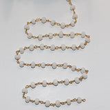 white jade semi-precious gemstone beads black oxidized antique rosary chain for a necklace, earrings, anklet, and bracelet making.