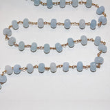 sky blue jade semi-precious gemstone beads black oxidized antique rosary chain for a necklace, earrings, anklet, and bracelet making.