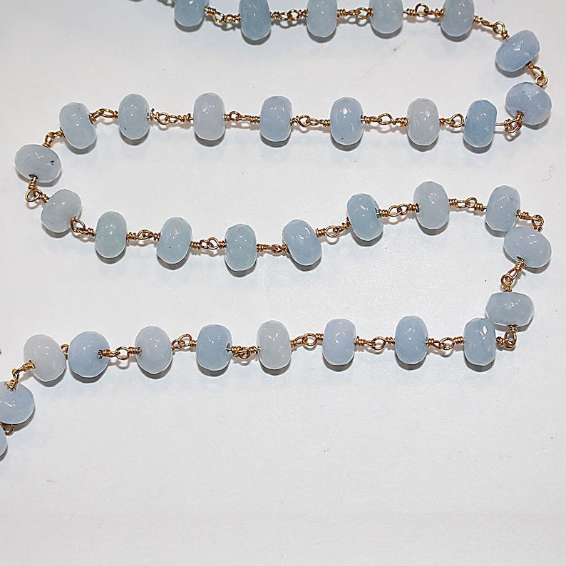 sky blue jade semi-precious gemstone beads black oxidized antique rosary chain for a necklace, earrings, anklet, and bracelet making.