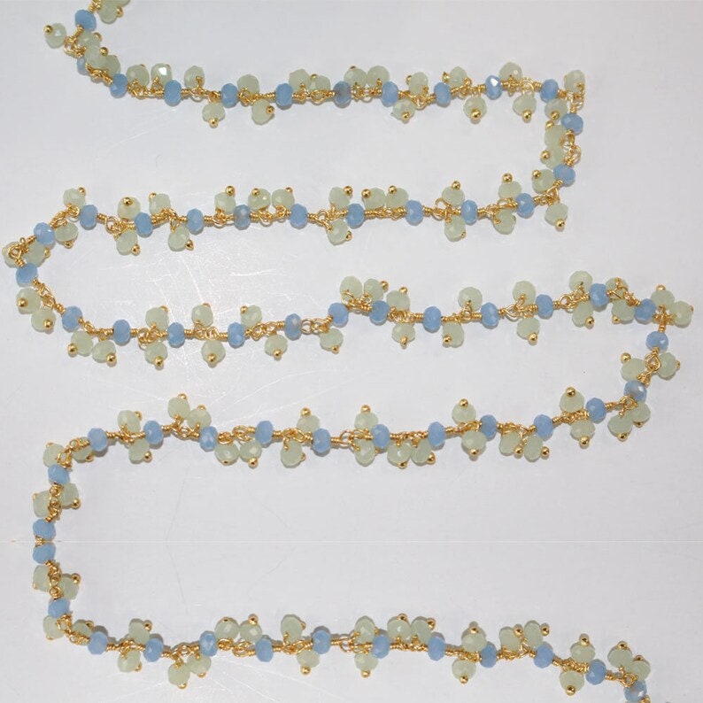 green & blue chalcedony quartz gemstone bead chain silver, women jewelry making necklaces, earrings, and bracelets bead chain.