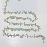 blue peruvian chalcedony quartz gemstone bead chain silver, women jewelry making necklaces, earrings, and bracelets bead chain.