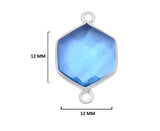 Blue Topaz Pendant - Hexagon Sterling Silver Bezel, Gemstone Necklace