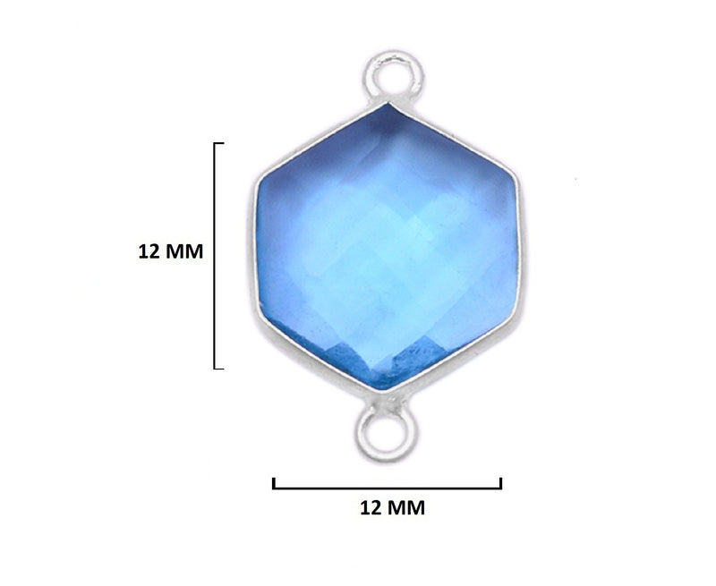 Blue Topaz Pendant - Hexagon Sterling Silver Bezel, Gemstone Necklace