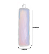 Opalite Bezel Pendant - Rectangle Bar, 925 Sterling Silver (10X40mm)