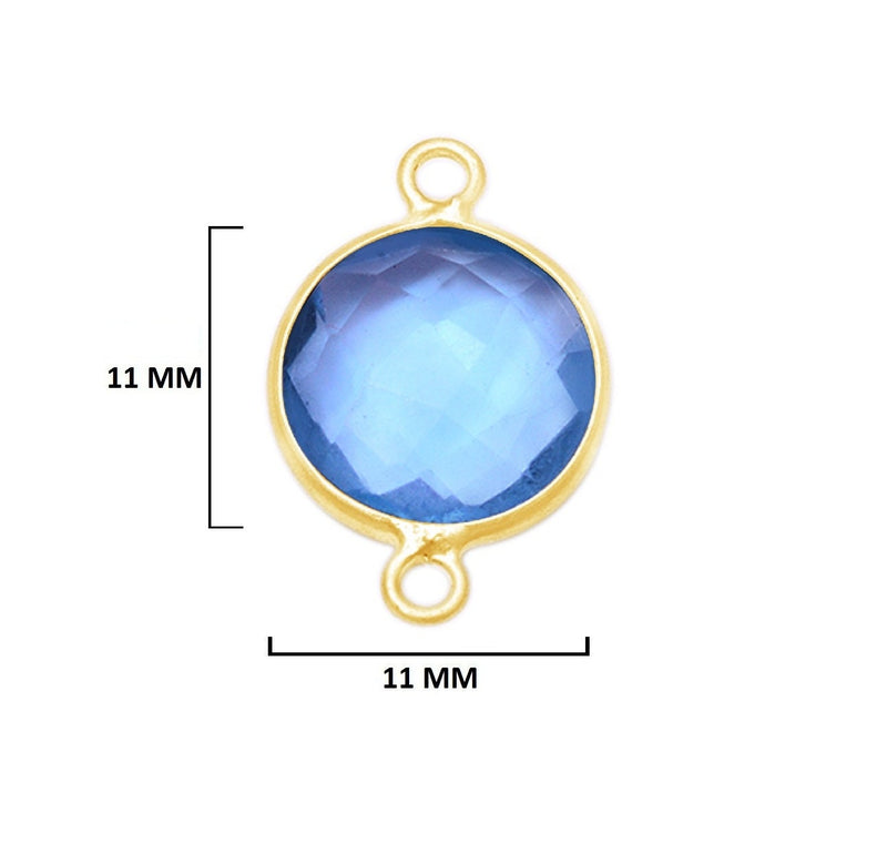 Boho Chic Blue Topaz Bezel Pendant - Handcrafted Gemstone Necklace with 24kt Gold Plating