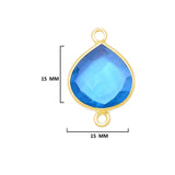 Boho Chic Blue Topaz Bezel Pendant - Handcrafted Gemstone Necklace with 24kt Gold Plating