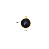 Boho Chic Black Onyx Bezel Pendant, 24k Gold Plated, 11mm, 15mm, 18mm December Birthstone, Handmade Coin Round Necklace Jewelry Gift for Her
