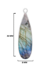 Labradorite Stone Necklace for Jewelry Making 8X26mm 9X18mm Rounded Teardrop Bezel Charms Pendants Connectors 925 Sterling Silver