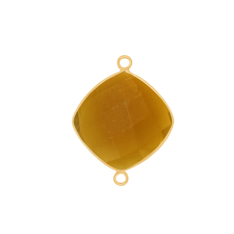 Boho Chic Beer Quartz Bezel Pendant - Handcrafted Gemstone Necklace with 24kt Gold Plating