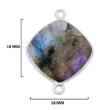 Labradorite Cushion/Diamond Pendant - Boho Chic Gemstone Necklace with 925 Sterling Silver Elegance