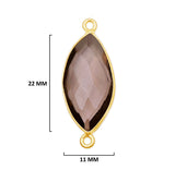 Smoky Quartz Marquise/Evil Eye Pendant - Boho Chic Gemstone Necklace with 24kt Gold Elegance