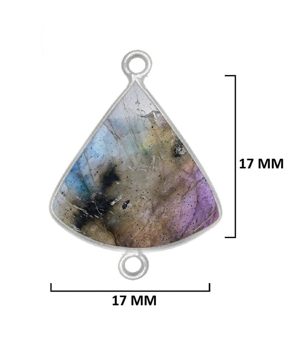 Labradorite Bell/Quarter Circle Pendant - Boho Chic Gemstone Necklace with 925 Sterling Silver Elegance