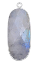 Rainbow Moonstone Oval Pendant - Boho Chic Gemstone Necklace with 925 Sterling Silver Elegance