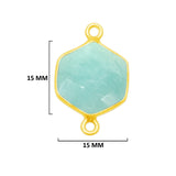 Amazonite Hexagon Pendant - Boho Chic Gemstone Necklace with 24kt Gold Elegance