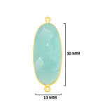 Amazonite natural gemstone bezel charms, 13X30mm coin-round-shaped bezel connectors, women jewelry-making earrings, bracelets, necklace pendants, and DIY craft supplies. 24k gold plated over 925 sterling silver bezel charms connectors.