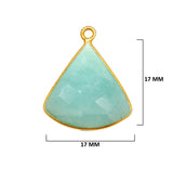Amazonite natural gemstone bezel charms, 17mm quarter circle-bell-shaped bezel pendants, women jewelry-making earrings, bracelets, necklace pendants, and DIY craft supplies. 24k gold plated over 925 sterling silver bezel charms pendants.