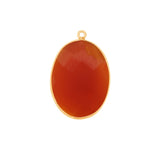 Carnelian Oval Pendant - Boho Chic Gemstone Necklace with 24kt Gold Elegance
