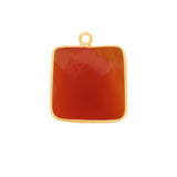 Carnelian Square Pendant - Boho Chic Gemstone Necklace with 24kt Gold Elegance