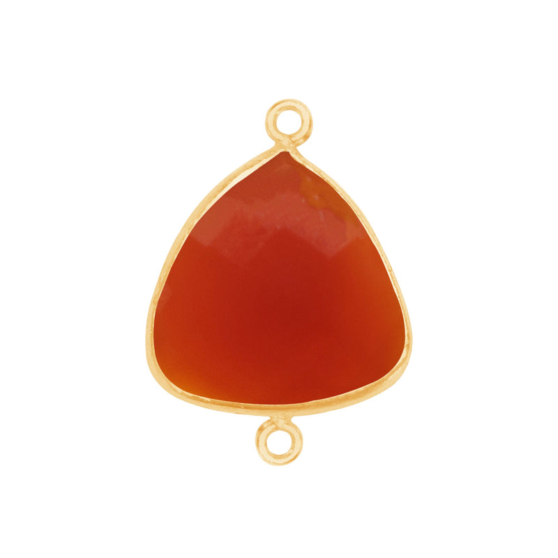 Carnelian Triangle Pendant - Boho Chic Gemstone Necklace with 24kt Gold Elegance