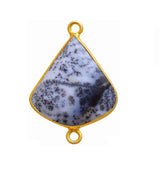 Dendrite Opal Bell/Quarter Circle Pendant - Boho Chic Gemstone Necklace with 24kt Gold Elegance