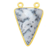 Dendrite Opal Triangle Pendant - Boho Chic Gemstone Necklace with 24kt Gold Elegance