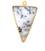 Dendrite Opal Triangle Pendant - Boho Chic Gemstone Necklace with 24kt Gold Elegance