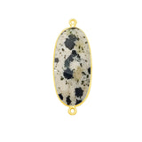 Dalmatian Jasper Oval Pendant - Boho Chic Gemstone Necklace with 24kt Gold Elegance