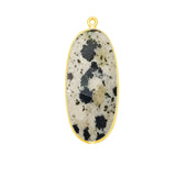 Dalmatian Jasper Oval Pendant - Boho Chic Gemstone Necklace with 24kt Gold Elegance