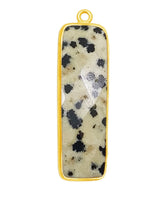Dalmatian Jasper Rectangle/Bar Pendant - Boho Chic Gemstone Necklace with 24kt Gold Elegance