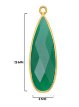 Green Onyx Rounded Teardrop Pendant - Boho Chic Gemstone Necklace with 24kt Gold Elegance