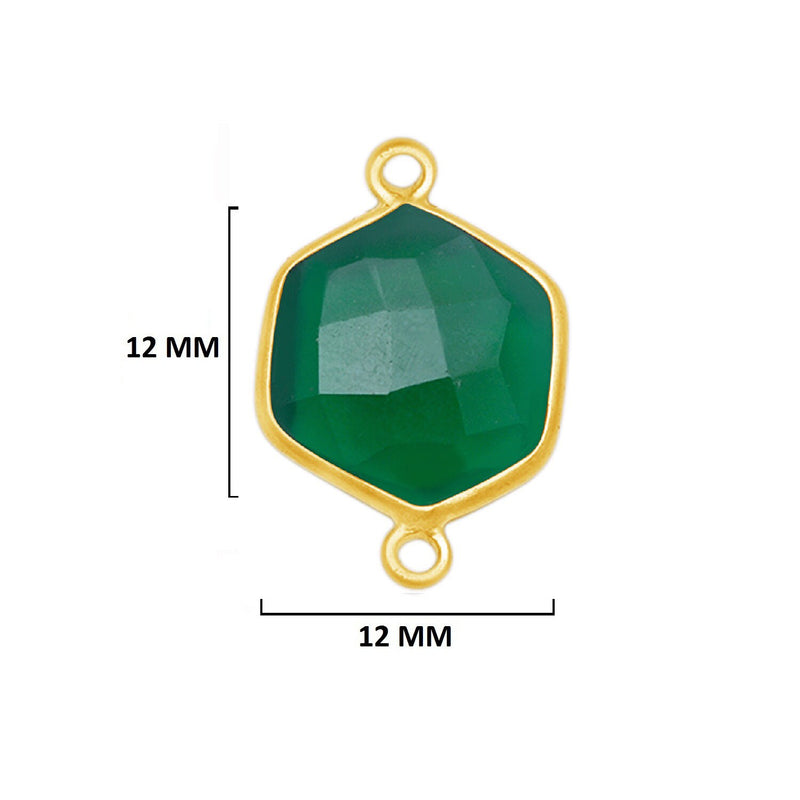 Green Onyx Hexagon Pendant - Boho Chic Gemstone Necklace with 24kt Gold Elegance