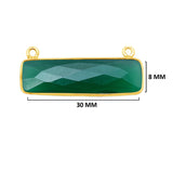 Green Onyx Rectangle/Bar Pendant - Boho Chic Gemstone Necklace with 24kt Gold Elegance