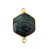 Green Jasper Stone Necklace Jewelry Making 12mm 15mm 18mm Hexagon Bezel Charms Pendants Connectors 24K Gold Plated Over 925 Sterling Silver