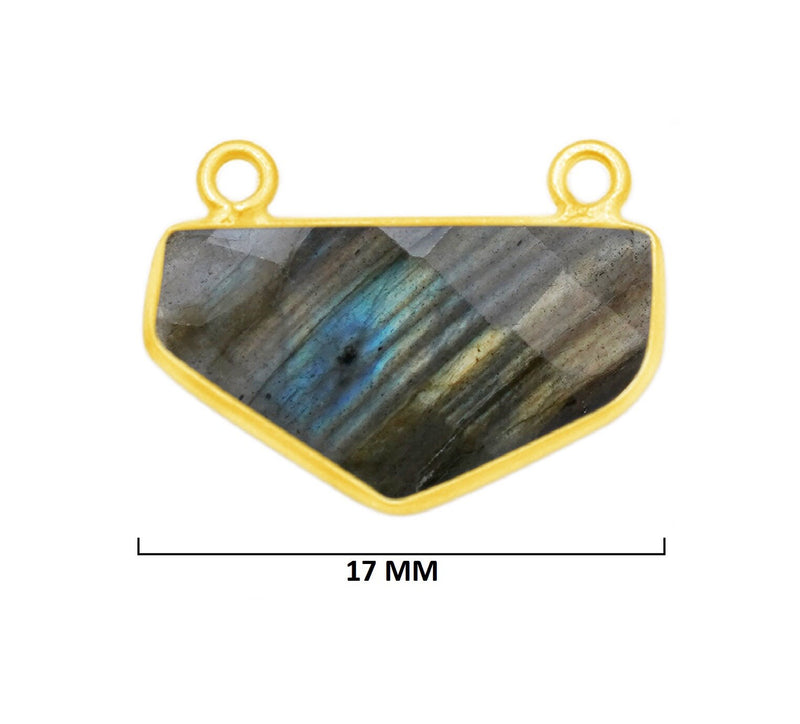Labradorite Chevron/Half Hexagon Pendant - Boho Chic Gemstone Necklace with 24kt Gold Elegance