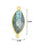 Labradorite Marquise/Evil Eye Pendant - Boho Chic Gemstone Necklace with 24kt Gold Elegance