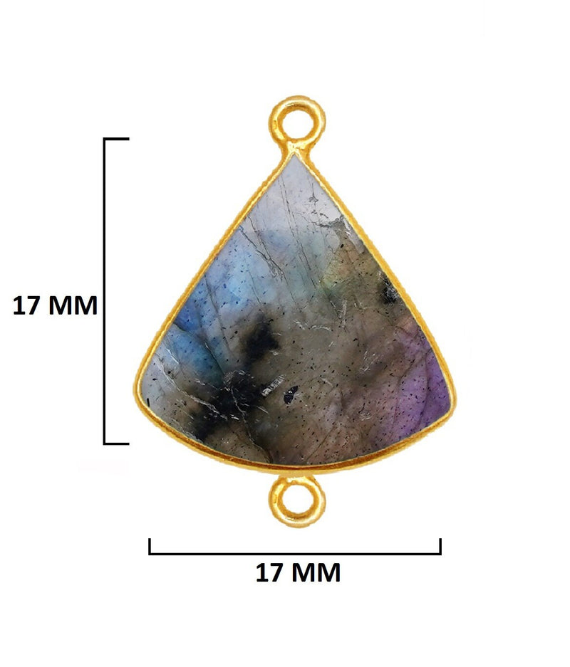 Labradorite Bell/Quarter Circle Pendant - Boho Chic Gemstone Necklace with 24kt Gold Elegance