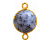 Dendrite Opal Coin/Round Pendant - Boho Chic Gemstone Necklace with 24kt Gold Elegance