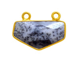 Dendrite Opal Chevron/Half Hexagon Pendant - Boho Chic Gemstone Necklace with 24kt Gold Elegance