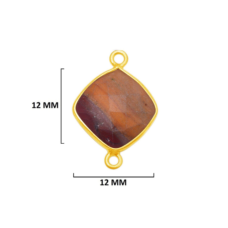 Mookaite Jasper Stone Necklace for Jewelry Making 12 15 18mm Cushion/Diamond Bezel Charms Pendants 24K Gold Plated Over 925 Sterling Silver