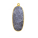 Dendrite Opal Oval Pendant - Boho Chic Gemstone Necklace with 24kt Gold Elegance