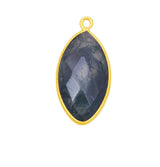 Moss Agate Marquise/Evil Eye Pendant - Boho Chic Gemstone Necklace with 24kt Gold Elegance